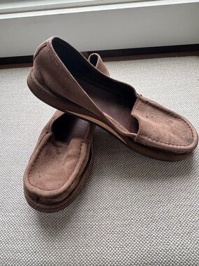 Rainbow Brown Suede Slip-On Loafers